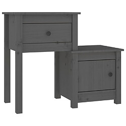 Avis Maison Chic Lot de 2 Tables de chevet,Table de nuit,Table d'appoint pour salon Gris 79,5x38x65,5 cm Bois de pin massif -MN71801