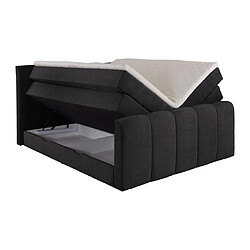 Vente-Unique Ensemble complet boxspring tête de lit capitonnée + sommiers coffre + matelas + surmatelas - 160 x 200 cm - Tissu - Anthracite - VERONE II de PALACIO pas cher