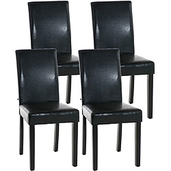 Decoshop26 Lot de 4 chaises de salle à manger design moderne confortable en PVC noir et pieds en bois noir 10_0001766 