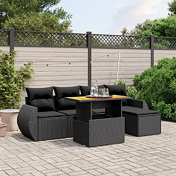 Maison Chic Ensemble Tables et chaises d'extérieur 6pcs avec coussins,Salon de jardin noir résine tressée -GKD133087