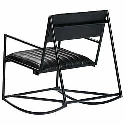 Maison Chic Chaise à bascule | Fauteuil Relax, design moderne Noir Cuir véritable -GKD92515 pas cher