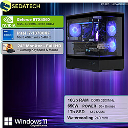 Sedatech Pack PC Gamer V360 • Intel i7-13700KF • RTX4060 • 16Go DDR5 • 1To SSD M.2 • Windows 11 • Moniteur 24''