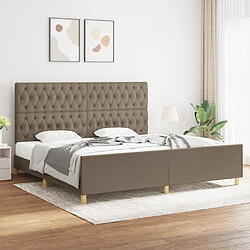 vidaXL Cadre de lit sans matelas et tête de lit taupe 200x200 cm tissu 