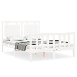 Maison Chic Cadre/structure de lit avec tête de lit pour adulte - Lit Moderne Chambre blanc 120x200 cm bois massif -MN55763