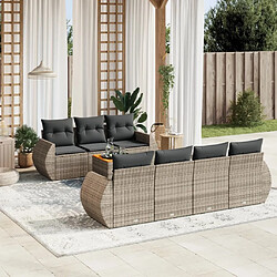 Maison Chic Ensemble Tables et chaises d'extérieur 8 pcs avec coussins,Salon de jardin gris résine tressée -GKD245537