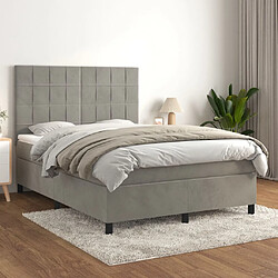 vidaXL Sommier à lattes de lit et matelas Gris clair 140x200cm Velours 