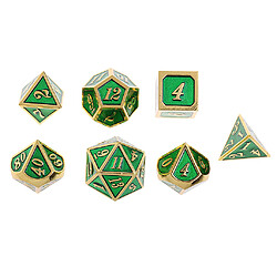 dés polyédriques en alliage d4-d20 pour mtg trpg dnd jouets - vert foncé doré