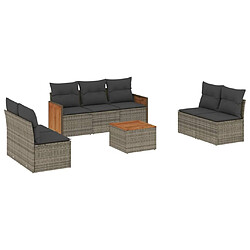 vidaXL Salon de jardin 8 pcs avec coussins gris résine tressée