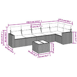 Avis vidaXL Salon de jardin avec coussins 7 pcs gris résine tressée