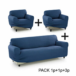 Housse de canapé Sofakover Pocket Trio Romeo 3 Unités - Bleu