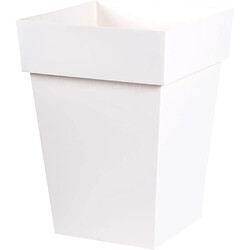 EDA Plastiques EDA Pot de fleur mi-haut carré Toscane - 39 x 39 x H 53 cm - 51 L - Blanc