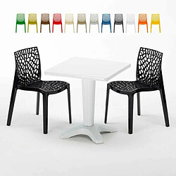 Grand Soleil Table et 2 chaises colorées polypropylen