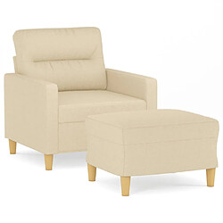 vidaXL Fauteuil avec repose-pied Crème 60 cm Tissu