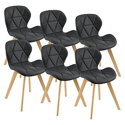 Lot de 6 Chaises Älmhult Similicuir 81 x 57 x 49 cm Noir [en.casa] 