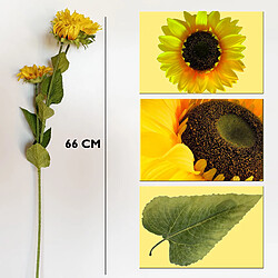 WELLHOME Bâtonnet de 3 fleurs de tournesol artificiels 66 cm