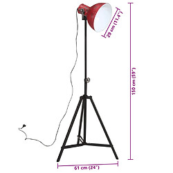 vidaXL Lampadaire 25 W rouge délavé 61x61x90/150 cm E27 pas cher