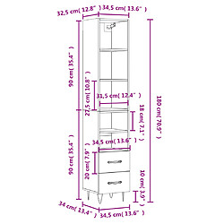 vidaXL Buffet haut Noir 34,5x34x180 cm Bois d'ingénierie pas cher