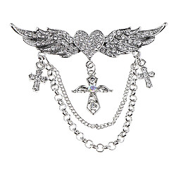 strass volant ailes coeur croix chaîne gland broche collier argent gland de la chaîne