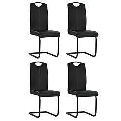 Decoshop26 Lot de 4 chaises de salle à manger cuisine cantilever style moderne en synthétique noir CDS021418