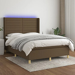 vidaXL Sommier à lattes de lit matelas et LED Marron foncé 140x200 cm 