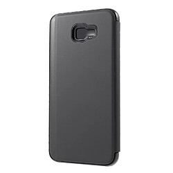 Etui en PU surface de rétroviseur de fenêtre de vue noir pour votre Samsung Galaxy J4 Plus