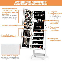 Avis Helloshop26 Armoire à bijoux sur pied avec miroir inclinable serrure doublure et divers espaces de rangement 41 x 36,5 x 146 cm blanc 20_0001693