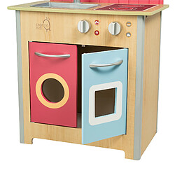 Cuisine enfant en bois dinette avec 4 accessoires rouge bleu naturel Teamson Kids Porto TD-13595A pas cher