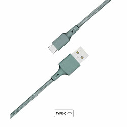 Câble Recyclable en coton Night Green USB A/USB C 2 m 3A Just green