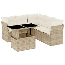 vidaXL Salon de jardin avec coussins 6 pcs beige résine tressée