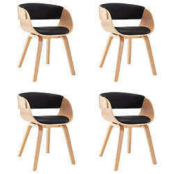 Decoshop26 Lot de 4 chaises de salle à manger cuisine design intemporel bois courbé et synthétique noir CDS021779 