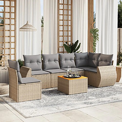 vidaXL Salon de jardin avec coussins 7 pcs beige résine tressée 