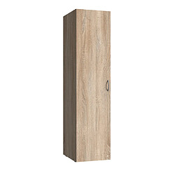 Pegane Armoire de rangement avec 1 porte en bois mélamine coloris imitation chêne - longueur 50 x hauteur 185 x profondeur 54 cm 