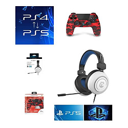 Under Control Pack Manette PS4 Manette Bluetooth URBAN fire rouge 3.5 JACK + Casque BLANC 1704 PS4-PS5 PLAYSTATION