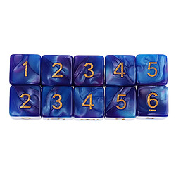 10pcs 6 sided dés d6 dés poliédrique pour les jeux de table des donjons et des dragons bleu violet