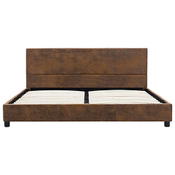 Avis Maison Chic Lit adulte - Lit simple Cadre de lit,Structure du lit Contemporain Marron Similicuir daim 120 x 200 cm -MN86921