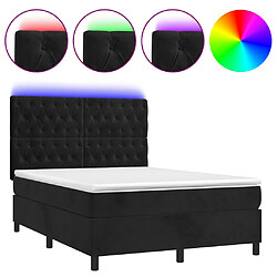 vidaXL Sommier à lattes de lit matelas et LED Noir 140x190 cm Velours