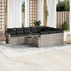 vidaXL Salon de jardin 11 pcs avec coussins gris clair résine tressée 