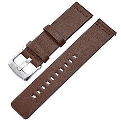 Wewoo Bracelet pour montre connectée Dragonne en cuir de boucle d'argent de Smartwatch Apple Watch / Galaxy Gear S3 / Moto 360 2ndSpécifications 24mm Brown 