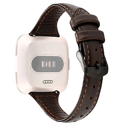 Wewoo Bracelet pour montre connectée Fitbit Versa razy Cheval Texture En Cuir Véritable Café 