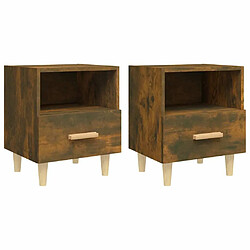 Maison Chic Lot de 2 Tables de chevet - Tables de Nuit Chêne fumé 40x35x47 cm