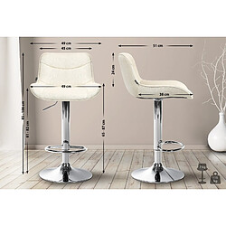 Non Lot de 2 tabourets de bar Vonore tissu chrome