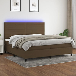 vidaXL Sommier à lattes de lit matelas et LED Marron foncé 200x200 cm