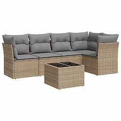 vidaXL Salon de jardin avec coussins 6 pcs beige résine tressée