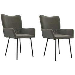 vidaXL Chaises à manger lot de 2 Gris foncé Velours