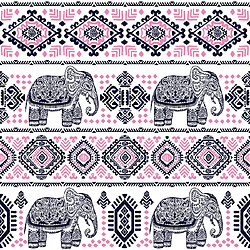 HOMEMANIA Tapis Imprimé Elephant Life - Géométrique - Décoration de Maison - Antidérapant - Pour Salon, séjour, chambre à coucher - Multicolore en Polyester, Coton, 100 x 150 cm 