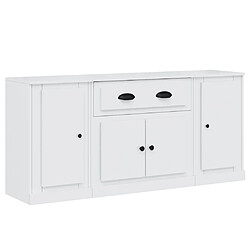 vidaXL Buffets 3 pcs blanc brillant bois d'ingénierie