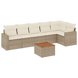 Maison Chic Salon de jardin avec coussins 7 pcs, Ensemble Tables et chaises de jardin, beige résine tressée -GKD656587