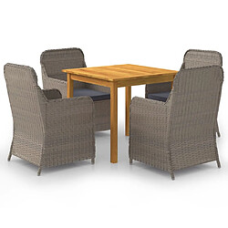 Maison Chic Ensemble de salle à manger de jardin 5 pcs,Table et chaises d'extérieur Marron -GKD851062