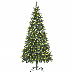 vidaXL Sapin de Noël artificiel pré-éclairé et pommes de pin 210 cm 