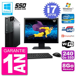 PC Lenovo M82 SFF Ecran 19" i7-3770 RAM 8Go SSD 240Go Graveur DVD Wifi W7 · Occasion 